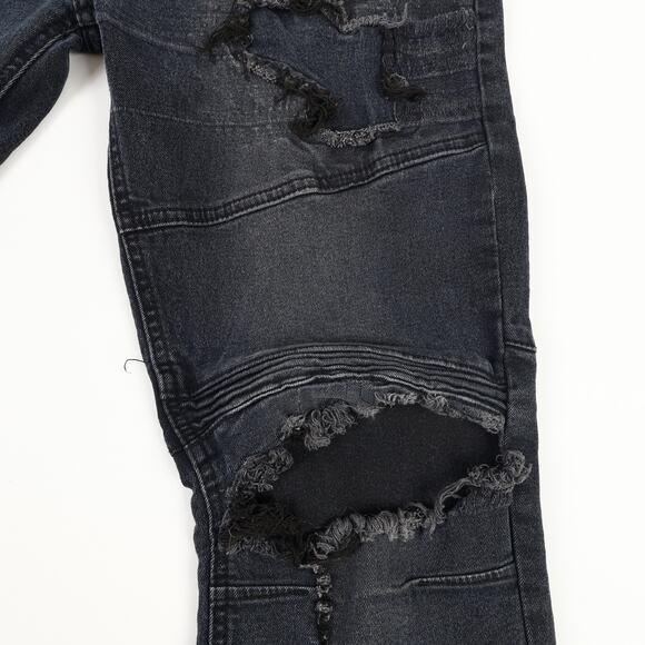 Demolition Jeans Mens 36x32 Splattered Distressed Moto Denim Black - Picture 9 of 15